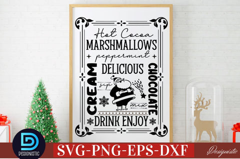 Hot cocoa marshmallows peppermint delicious sip mix drink enjoy cream chocolate SVG SVG DESIGNISTIC 
