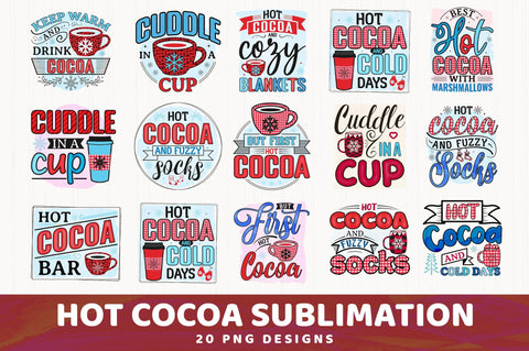 Hot Cocoa Sublimation Bundle, 20 PNG SVG futivesvg 