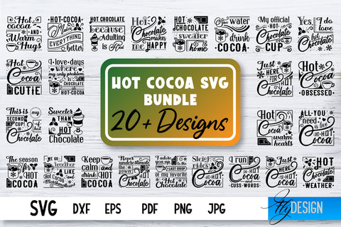 Hot Cocoa SVG Bundle | Winter Designs | Chocolate SVG v.2 SVG Fly Design 