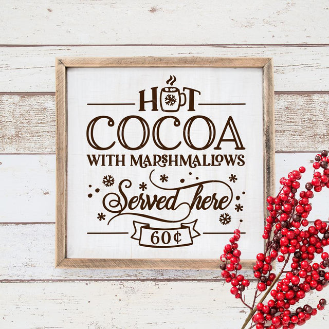 Hot Cocoa with Marshmallows - Christmas SVG for wood sign or glass block SVG Chameleon Cuttables 