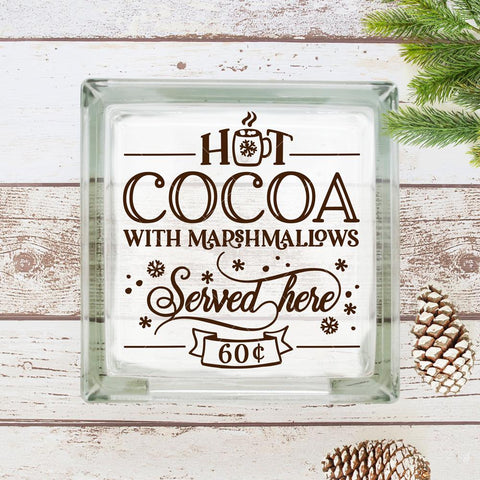 Hot Cocoa with Marshmallows - Christmas SVG for wood sign or glass block SVG Chameleon Cuttables 