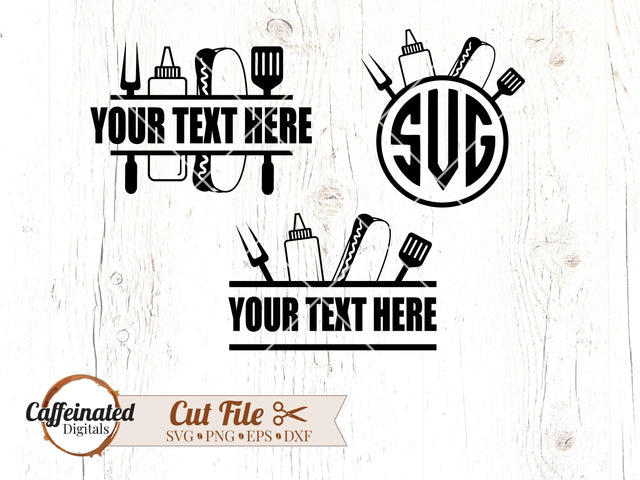 Hot Dog BBQ Monogram SVG SVG Caffeinated SVGs 