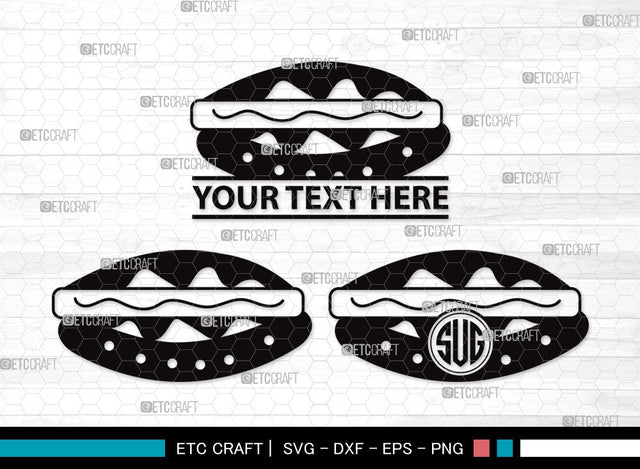 Hot Dog Monogram SVG | Fast Food Svg | BBQ Sauce Hot Dog Svg | Barbecue Sausage Svg | First Food Svg | Hot Dog Clipart SVG ETC Craft 