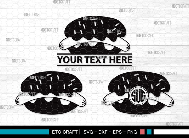 Hot Dog Monogram SVG | Fast Food Svg | BBQ Sauce Hot Dog Svg | Barbecue Sausage Svg | First Food Svg | Hot Dog Clipart SVG ETC Craft 