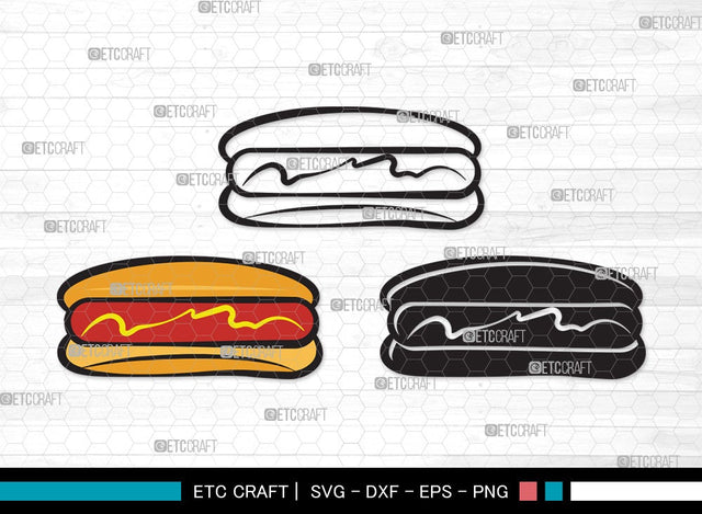 Hot Dog SVG | Fast Food Svg | BBQ Sauce Hot Dog Svg | Barbecue Sausage Svg | First Food Svg | Hot Dog Clipart SVG ETC Craft 