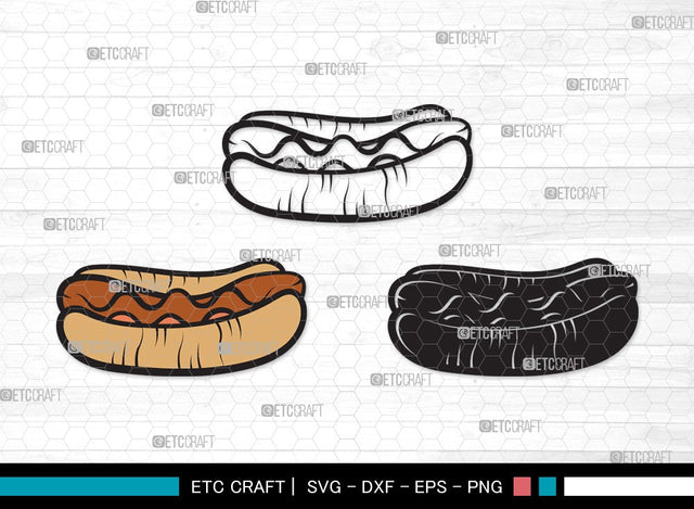 Hot Dog SVG | Fast Food Svg | BBQ Sauce Hot Dog Svg | Barbecue Sausage Svg | First Food Svg | Hot Dog Clipart SVG ETC Craft 