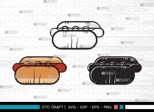 Hot Dog SVG | Fast Food Svg | BBQ Sauce Hot Dog Svg | Barbecue Sausage Svg | First Food Svg | Hot Dog Clipart SVG ETC Craft 
