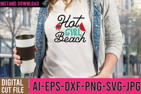 Hot Girl Beach SVG Cut File SVG BlackCatsMedia 