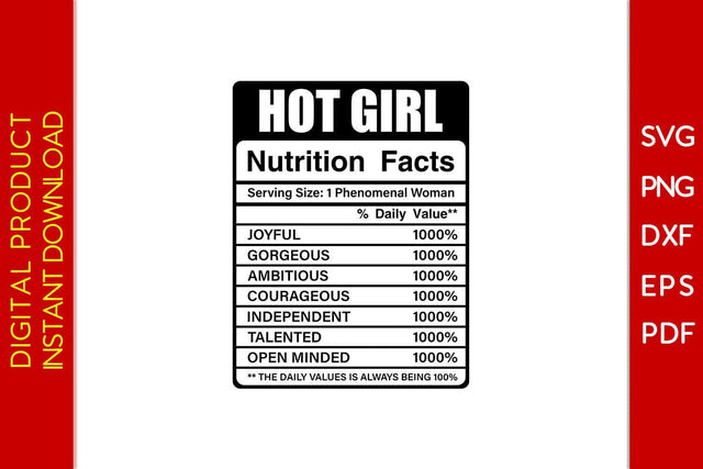 Hot Girl Nutrition Facts SVG PNG PDF Cut File SVG Creativedesigntee 