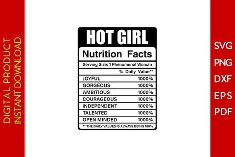 Hot Girl Nutrition Facts SVG PNG PDF Cut File SVG Creativedesigntee 