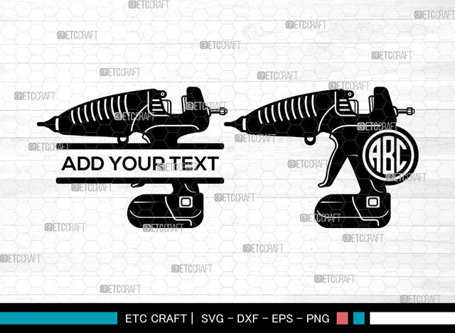 Hot Glue Gun Monogram SVG, Carpenter Svg, Glue Gun Svg, Split Monogram Svg, Hot Glue Gun Svg SVG ETC Craft 