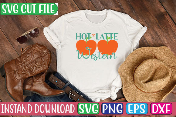 Hot Latte Western SVG Cut File SVGs, Quotes and Sayings, Food & Drink, Holiday,On Sale, SVG Studio Innate 