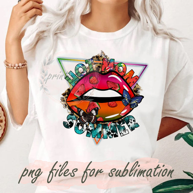 Hot Mom Summer PNG, Summer Png, Lips Design Png, Summer Leopard Design Png, Mothers Day Gift, Summer Butterfly Png, Digital Download Sublimation PrintingLife 
