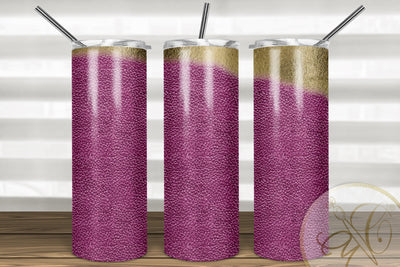 Hot Pink Leather and Gold Foil 20oz Skinny Tumbler Sublimation Sublimation Marlene Campos 