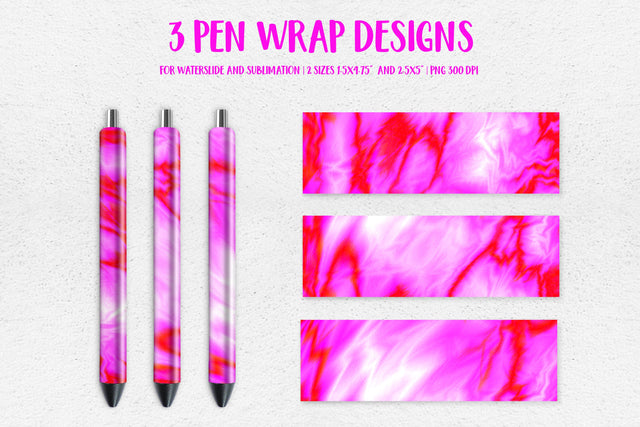 Hot Pink Marble Pen Wrap Template. Sublimation or Waterslide Sublimation LaBelezoka 