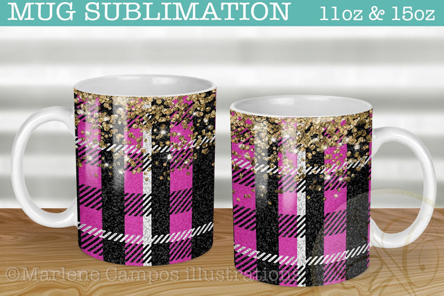 Hot Pink Plaid Fabric Sublimation for Mug / Buffalo Plaid Design Sublimation Marlene Campos 
