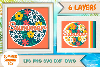 Hot Summer Shadow Box | 3D Layered SVG | Lightbox SVG SvgOcean 