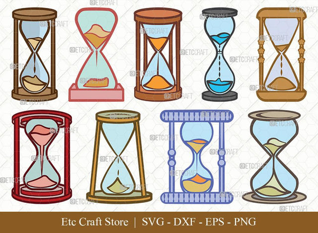 Hourglass Clipart SVG Cut File | Hour Glass Svg | Clock Svg | Time Svg | Sandglass Bundle | Eps | Dxf | Png SVG ETC Craft 