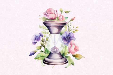 Hourglass Flower Watercolor Clipart Sublimation Regulrcrative 