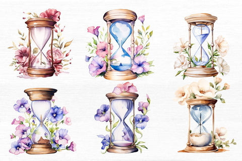 Hourglass Flower Watercolor Clipart Sublimation Regulrcrative 