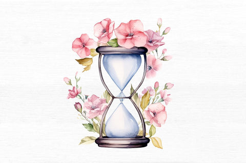 Hourglass Flower Watercolor Clipart Sublimation Regulrcrative 