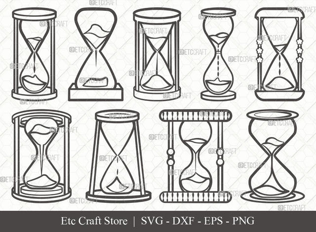 Hourglass Outline SVG Cut File | Hour Glass Svg | Clock Svg | Time Svg | Sandglass Bundle | Eps | Dxf | Png SVG ETC Craft 