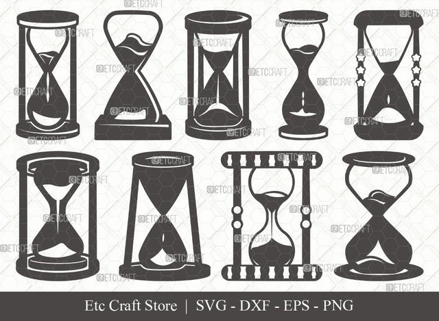 Hourglass Silhouette SVG Cut File | Hour Glass Svg | Clock Svg | Time Svg | Sandglass Bundle | Eps | Dxf | Png SVG ETC Craft 