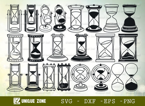 Hourglass SVG Bundle, Hourglass Silhouette, Hourglass Clock Svg, Hourglass Time Svg, Sand Hourglass Svg, SVG Unique Zone 