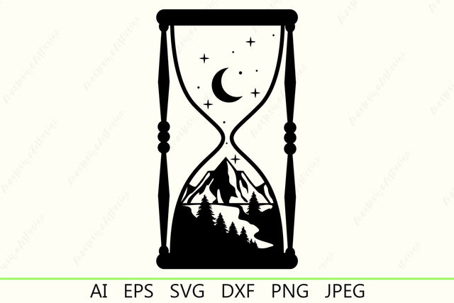 Hourglass with nature scene silhoueette svg, Outdoors, Landscape SVG AnastasiyaArtDesign 