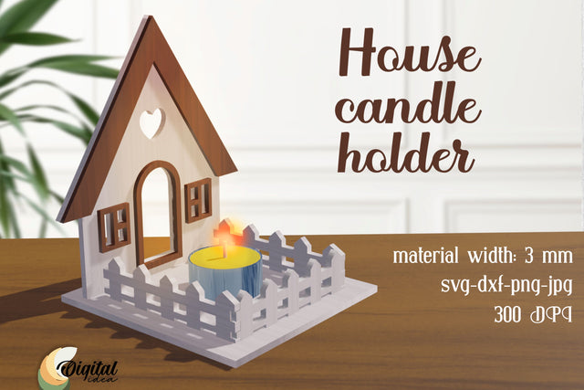 House Candle Holders Laser Cut. House Silhouette Candle Holder Laser Cut SVG Evgenyia Guschina 