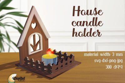 House Candle Holders Laser Cut. House Silhouette Candle Holder Laser Cut SVG Evgenyia Guschina 