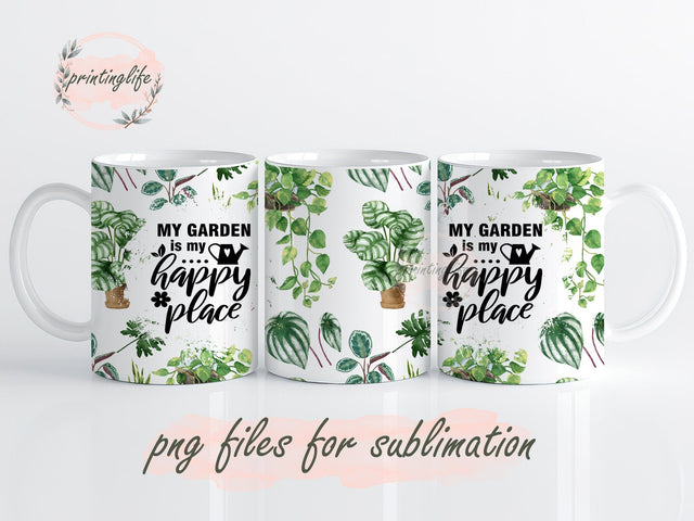 House Plant Sublimation Instant Digital Design Download 11 oz Mug Wrap Design - PNG I love Plants Lover Gift Sublimation PrintingLife 