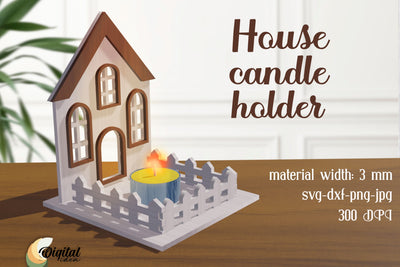 House Silhouette Candle Holder Laser Cut. House Candle Holders Laser Cut SVG Evgenyia Guschina 