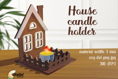 House Silhouette Candle Holder Laser Cut. House Candle Holders Laser Cut SVG Evgenyia Guschina 
