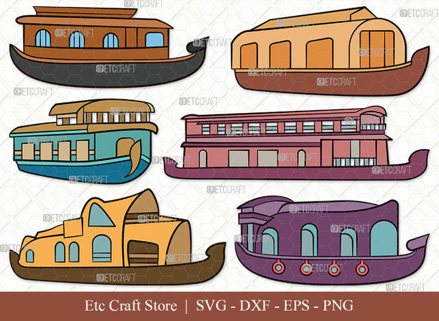 Houseboat SVG, Houseboat Clipart, Boat House Svg, Boat Svg, Houseboating Svg, Lake Life Svg, River Life Svg, Houseboat Bundle SVG ETC Craft 