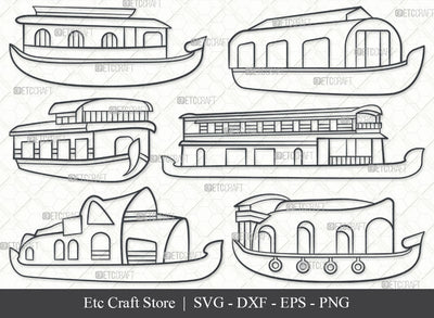 Houseboat SVG, Houseboat Outline, Boat House Svg, Boat Svg, Houseboating Svg, Lake Life Svg, River Life Svg, Houseboat Bundle SVG ETC Craft 