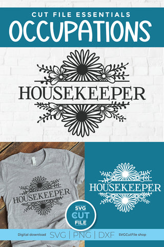 Housekeeper svg - house keeper svg with flowers SVG SVG Cut File 