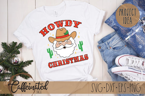 Howdy Christmas Cowboy Santa SVG SVG Caffeinated SVGs 