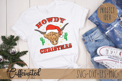Howdy Christmas Highland Cow SVG SVG Caffeinated SVGs 