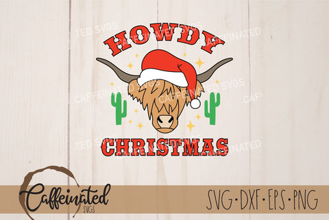 Howdy Christmas Highland Cow SVG SVG Caffeinated SVGs 