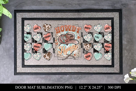 Howdy Honey Western Valentines Door Mat Sublimation PNG Sublimation BijouBay 