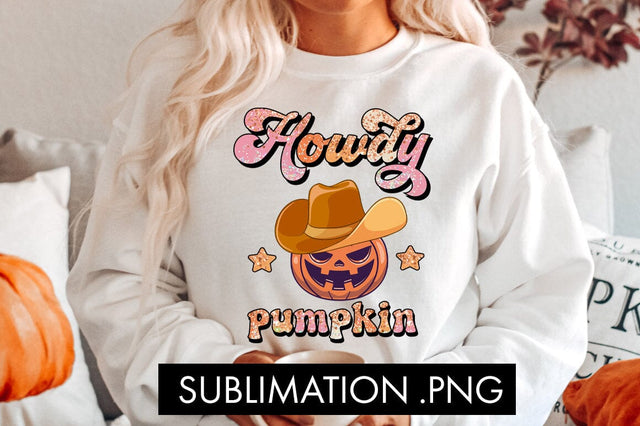 Howdy Pumpkin Halloween Sublimation PNG Sublimation Freeling Design House 
