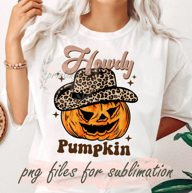 Howdy Pumpkin Png, Cowboy Hat Leopard Png, Fall Sublimation Design, Autumn Sublimation Digital, Western Fall PNG, Halloween Pumpkin Design PNG, Digital Download Sublimation PrintingLife 