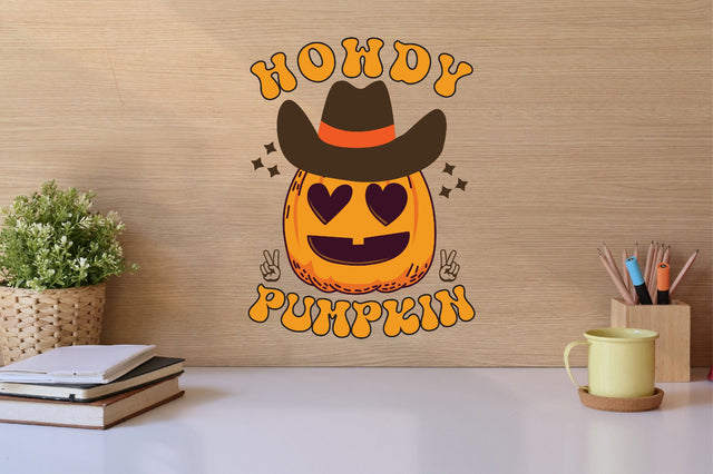 Howdy Pumpkin SVG,Cowboy Retro Halloween Sublimation SVGista 