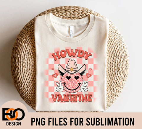 Howdy Valentine PNG , Sublimation design , Valentines shirt Png , Groovy Retro PNG , V day Retro PNG, womens V day Png Sublimation Sublimation BOO-design 