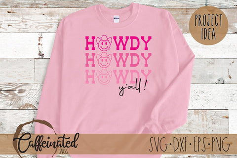 Howdy Y'all SVG, Cowboy Smiley SVG SVG Caffeinated SVGs 