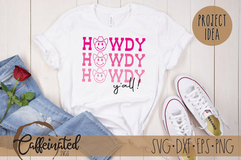 Howdy Y'all SVG, Cowboy Smiley SVG SVG Caffeinated SVGs 