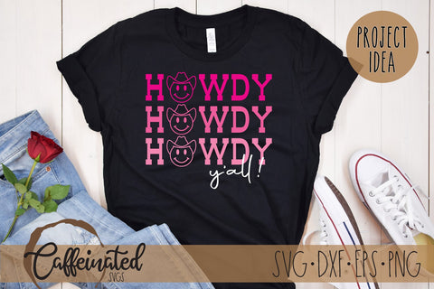 Howdy Y'all SVG, Cowboy Smiley SVG SVG Caffeinated SVGs 