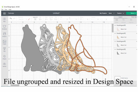 Howling Wolf Layered SVG Mandala SVG Digital Honeybee 
