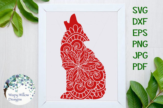 Howling Wolf Zentangle SVG Wispy Willow Designs 